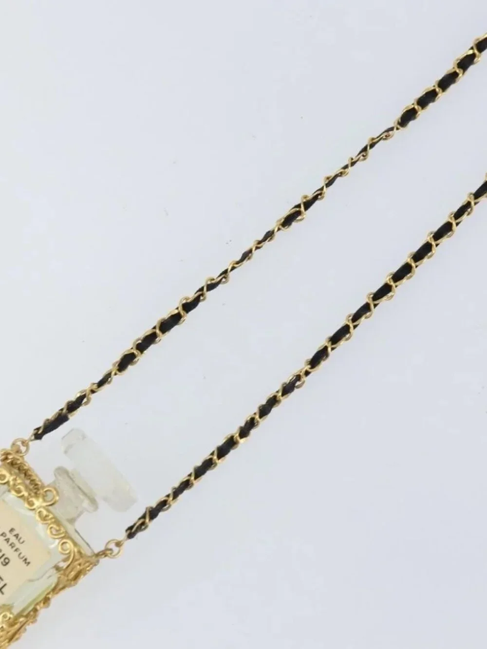CHANEL Perfume Necklace metal Gold CC Auth mr1750